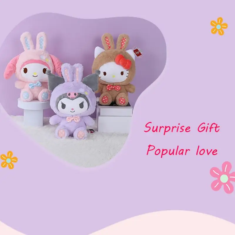 Jouet en peluche dessin animé mignon pour filles, Sanurgente, Hello Kitty, lapin mignon, mélodie, beurre, enna, chien, décoration de chambre, cadeaux, populaire