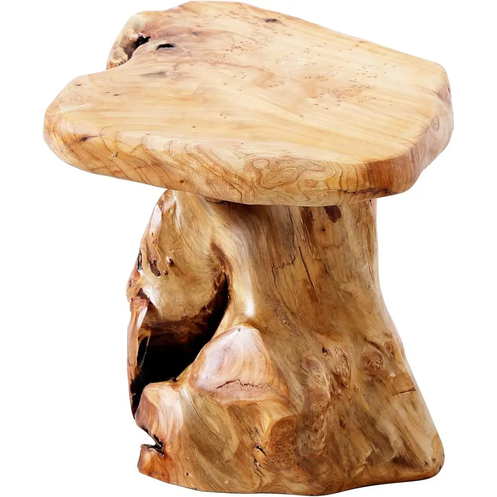 

13.8 Natural Live Edge Wooden Side Table, Plant Stool for Home and Outdoor Use