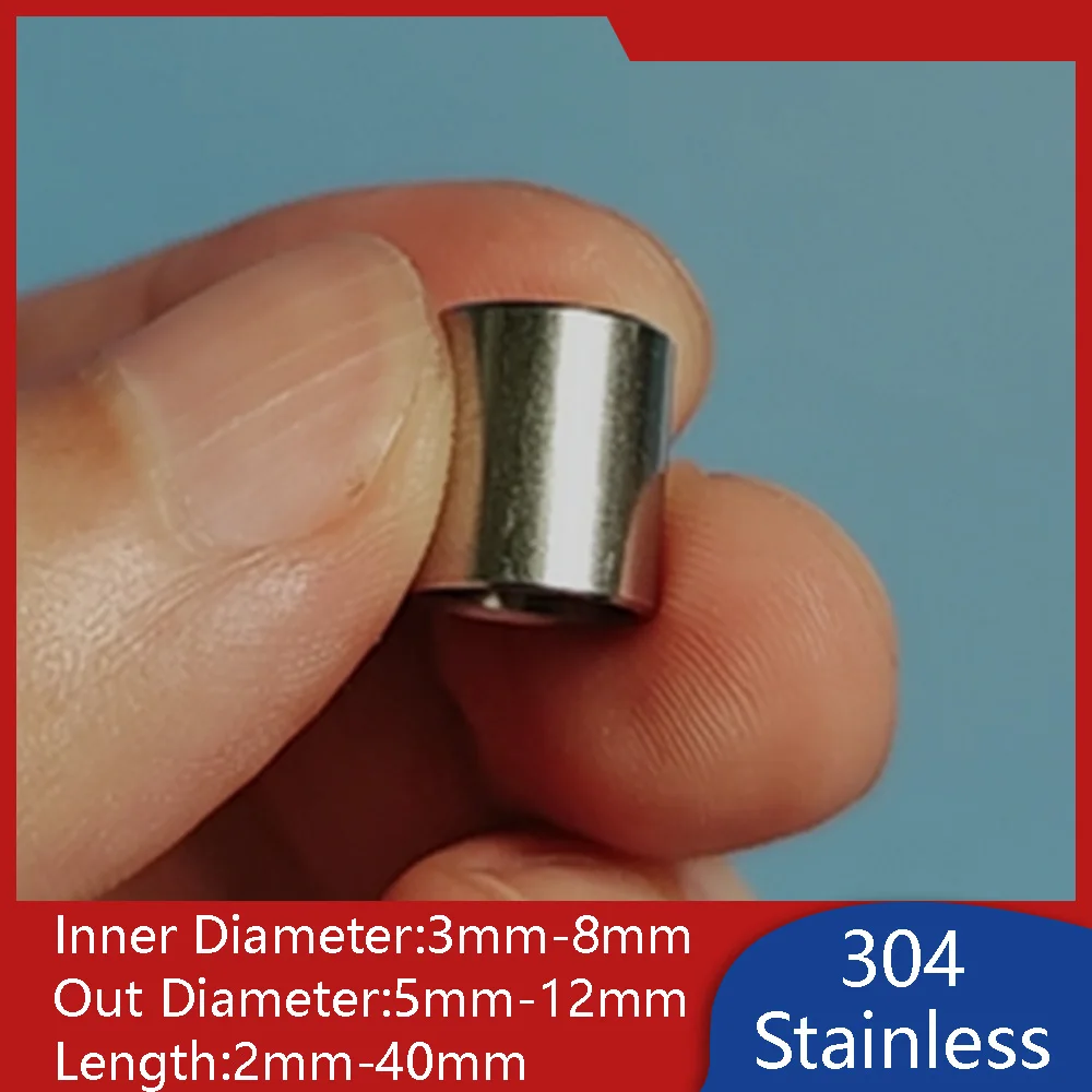 304 Stainless Steel Round Spacer Bushing Sleeve Standoff Mini Short Tubing Inner Diameter 3mm-8mm Length 2mm-40mm