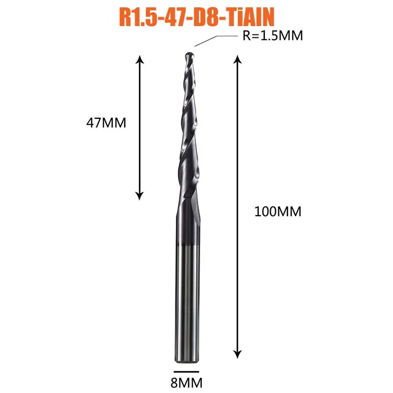 Hardmetaal frees, volhardmetaal, 4mm 6mm 8mm, kogelfrees, taps toelopende frees, freesbits, taps toelopende frees voor hout en metaal