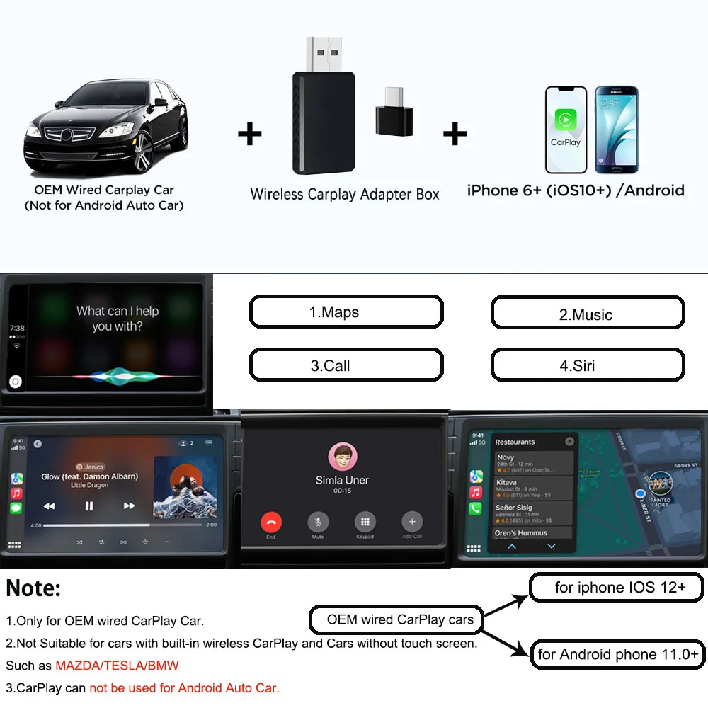 SKILLDRIVE-mini adaptador CarPlay 2 en 1 para coche, dispositivo con cable a inalámbrico, Android Auto, OEM, con cable incorporado, desde 2025, 2017