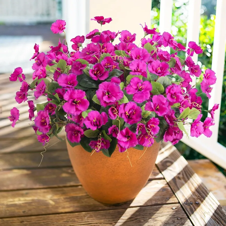 الكركديه الزهور الاصطناعية النباتات للديكور في الهواء الطلق 6 حزم الحرير الكركديه باقة الزهور الاستوائية الاصطناعي واقعية UV