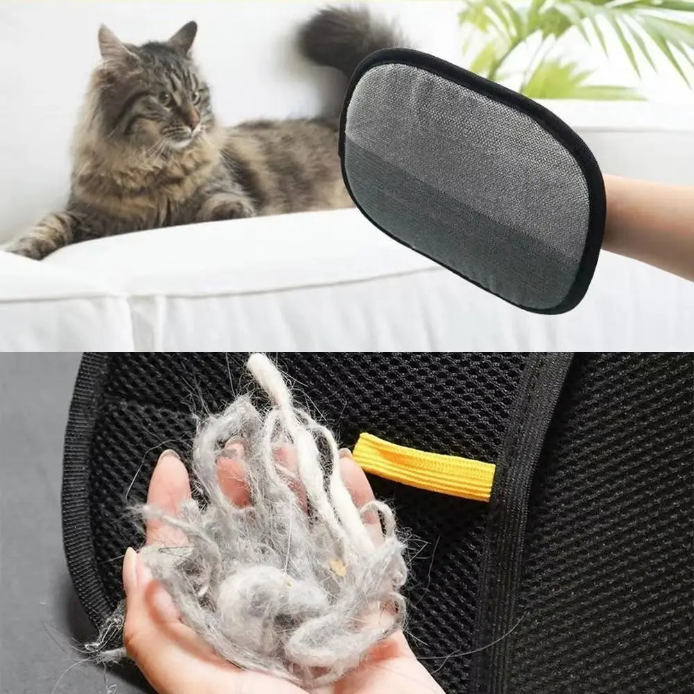 Two-way Pet Hair Remover Brush Reusable Washable Pet Static Hair Removal Gloves Mesh Cloth Multifunctional Pet Grooming Gloves