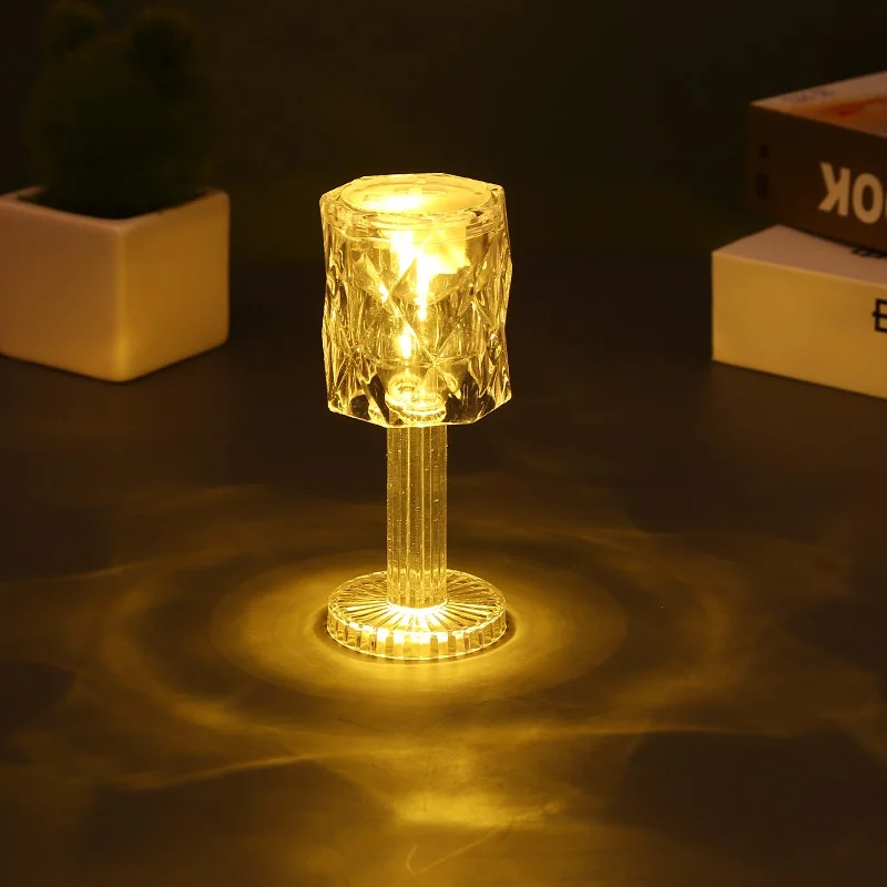 Mini Crystal Table Lamp Color Changing Battery Bedsides Lamp Night Light For Table Dinner Bar Bedroom Party Christmas LED Night