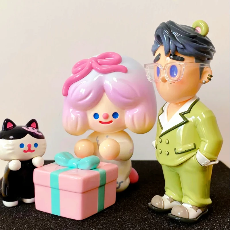 Figura de juguete de gatito negro Kawaii Rico con kacho, caja de regalo abierta, muñeco de diseñador, colección de juguetes artísticos, decoración del hogar, regalo Original