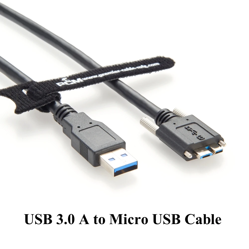 Screw Lock Panel Mount USB 3.0 A Male to Micro USB Male Cable USB 3.0 Micro B Camera link Cable with Dual Screw Charging & Data
