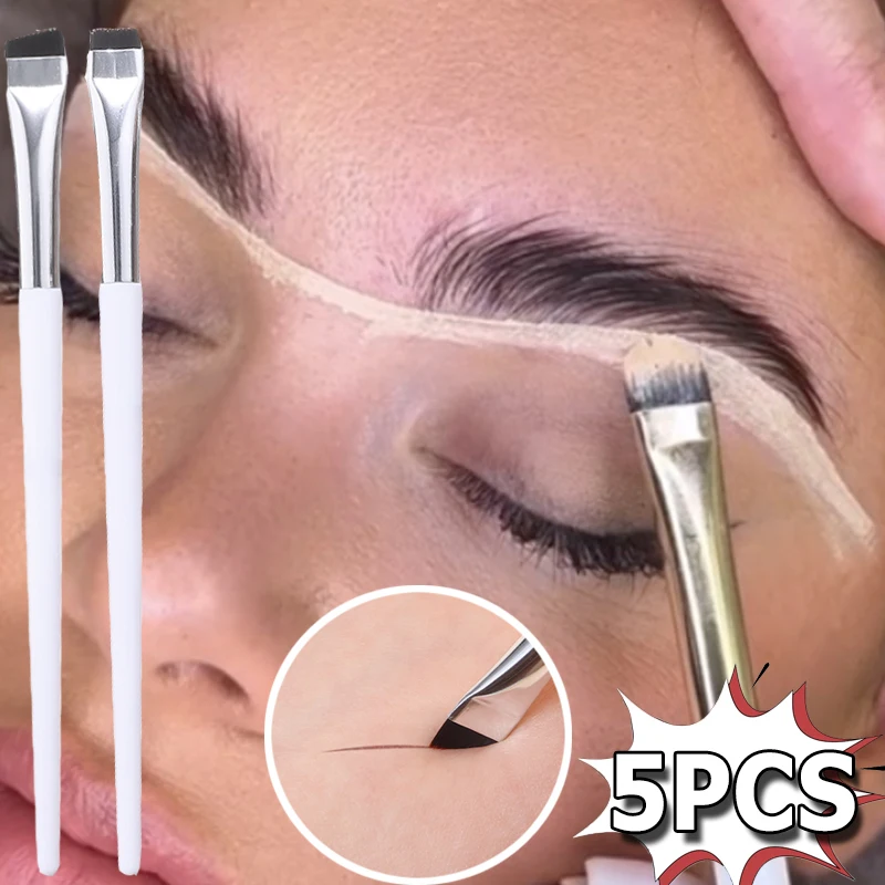Blade Eyeliner Eyebrow Brush 5PCS Angled Flat Ultra Thin Eyebrow Brush Professional Portable Detail Contour Brush Makeup Tools