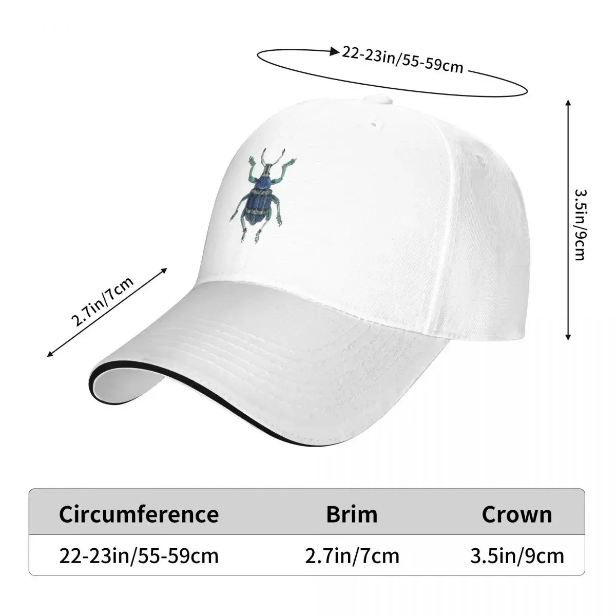 Blue Snout Beetle Weevil Cap Casual Baseball Caps Adjustable Hat Hip Hop Summer Unisex Baseball Hats Customizable Polychromatic