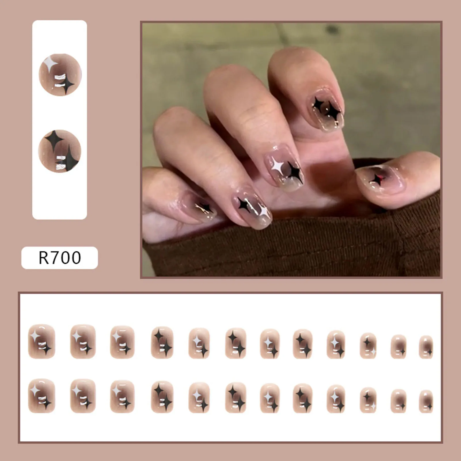 French-Style Smudgy Color Artificial Nails with Smooth and Non-Grainy Texture for Daily Everyday Wearing