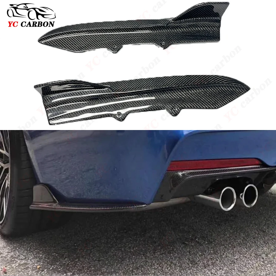 For BMW 3 Series F30 F35 320i 330i M-Tech M-Sport 2013-2019 FD Style Carbon Fiber Rear Bumper Wrap Corner Diffuser Side Spoiler