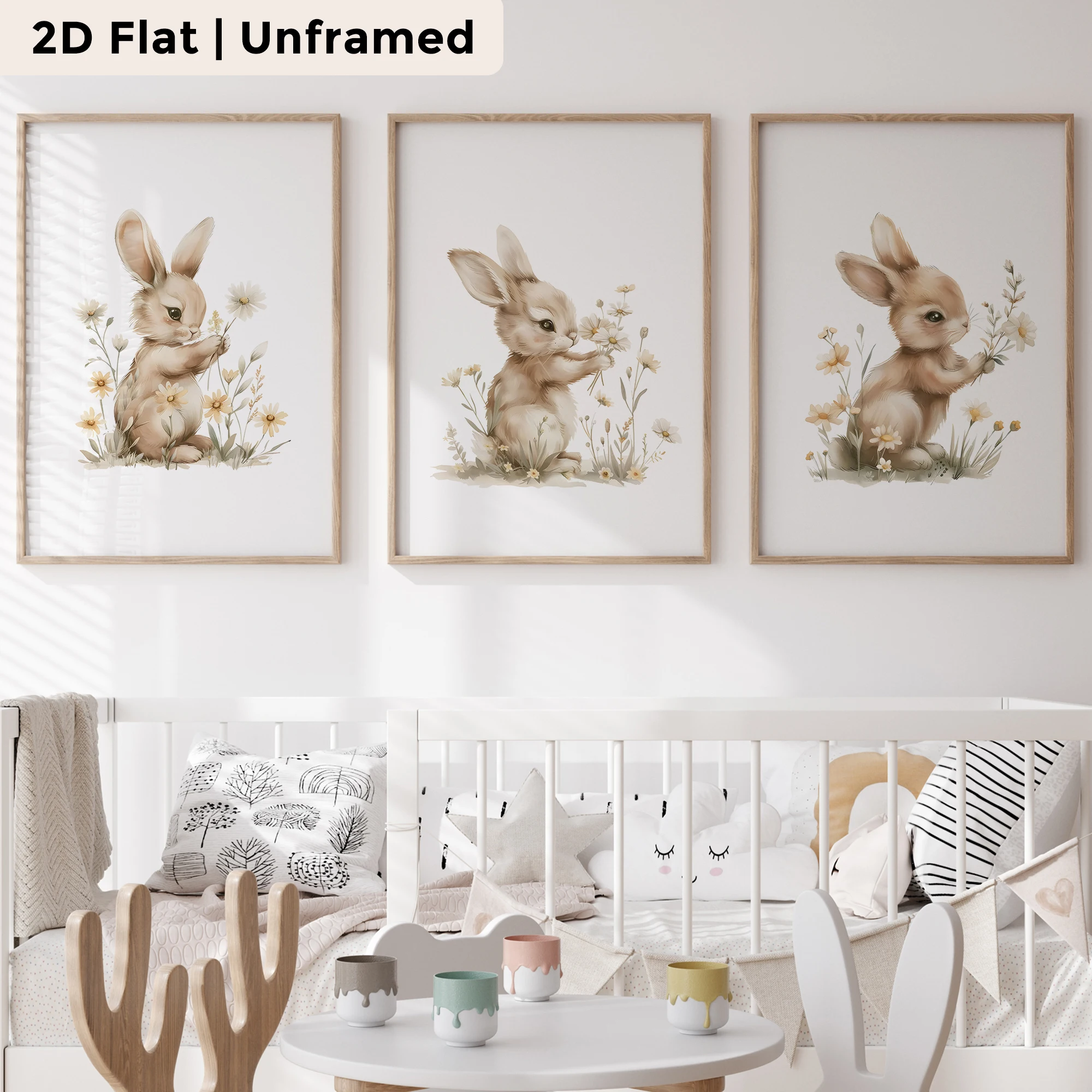 Home Decor Flowers - 3 Buah Gambar Poster Lukisan Kanvas
