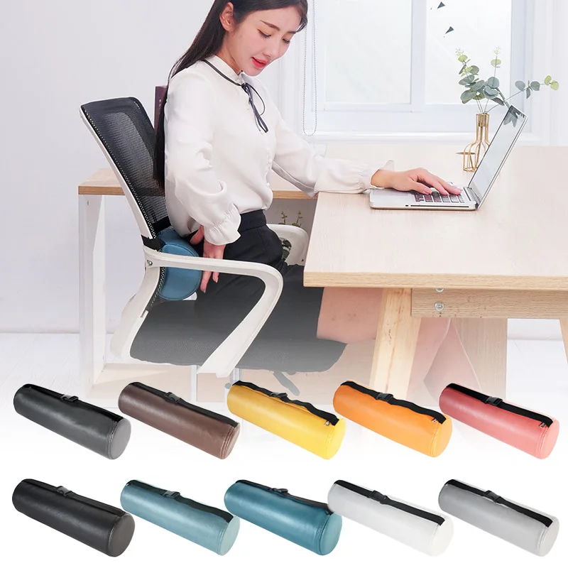 40cm Cylindrical Waist Pillow Office Cushion Seat Waist Cushion Waist Cylinder for Office/home/car with Memory Foam and Buckle