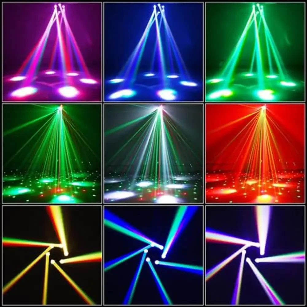 

RGBW LED Moving Head Light 150W 6 Arms DJ Disco Party Lights Strobe Sound DMX-512 Rotation Wedding Club Halloween Christmas