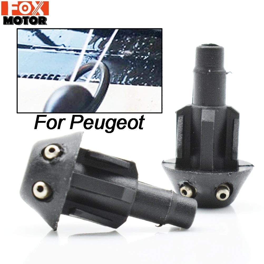 Pair Front Windscreen Wiper Washer Jet Nozzle Spray For Peugeot 106 205 206 306 506 Hood Water Liquid Jets Window Windshield