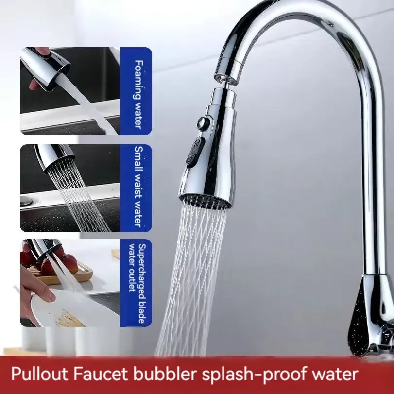 

360°Kitchen 3-step Adjustable Tap Splashproof Extender Household Universal Booster Sprayer Universal Tap with Swivel Spout
