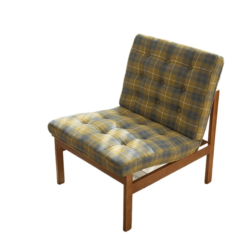 

Retro sofa chair casual single medium and ancient style plaid fabric single chair small apartment living room