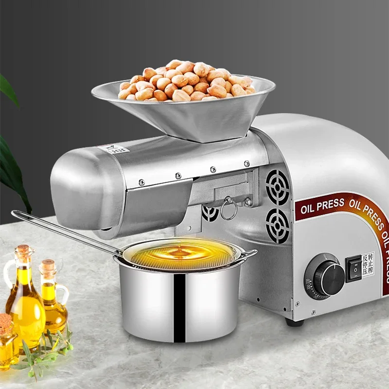 Volautomatische huishoudelijke oliepers 1250W roestvrij staal tot 95% uitgang Kleine oliepers Commerciële oliepers