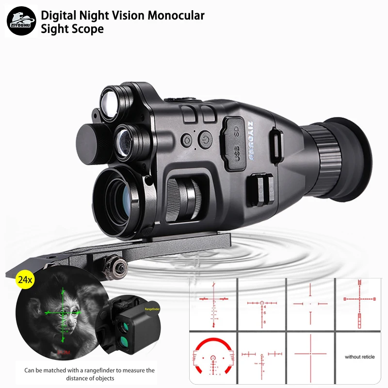 24X Zoom Digital Night Vision 850nm/940nm Double Infrard Sight Camera Crosshair Reticle Aiming Clip -on Night Vision Riflescope