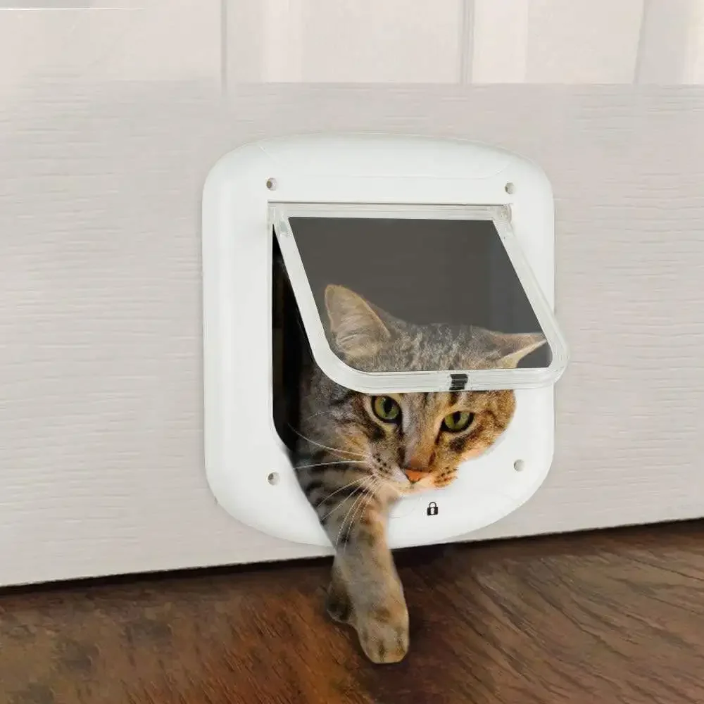 Pawise Smart 4 Way Locking Microchip Activated Cat Door Durable Interior Exterior Cat Flap Door For Cats And Small Dog Activity