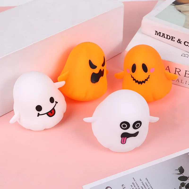 New model Halloween Pumpkin Fidget Toy Skull Pumpkin Glowing Ghost Pinch Ball Soft Cartoon Slow Rising Squeeze Ghost