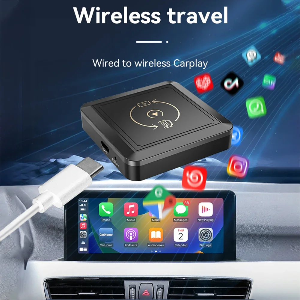 

Wireless Carplay Mini Box Dongle Wireless Android Auto Adapter For OEM Wired CarPlay Android Auto Cars Plug & Play For Most Cars