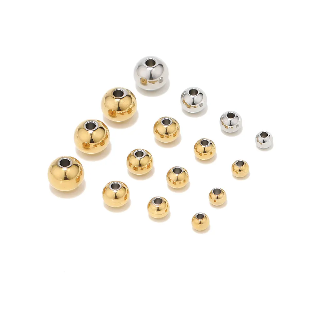 3 - 8mm cor do ouro de aço inoxidável solta grânulos pulseiras colares encantos espaçador contas para diy jóias fazendo suprimentos em massa