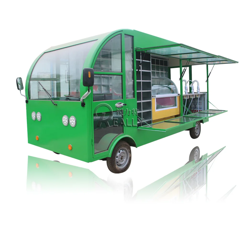 In Stock Electric Mobile Fast Food Truck Outdoor Bubble Tea Ice Cream Vending Cart Catering With kitchen Concession Food Truck