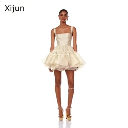 Xijun Short Satin Evening Dresses A-Line Tutu Prom Dresses Mini Length Prom Gowns For Women Party Gowns 2023 vestidos de novia