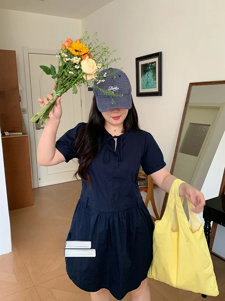 

Юбка А-силуэта с высокой талией из хлопка, повседневная, для весны-лета, в стиле французского шика, больших размеров, с эффектом похудения, в стиле костюма ведьмы, с короткими рукавами-фонариками