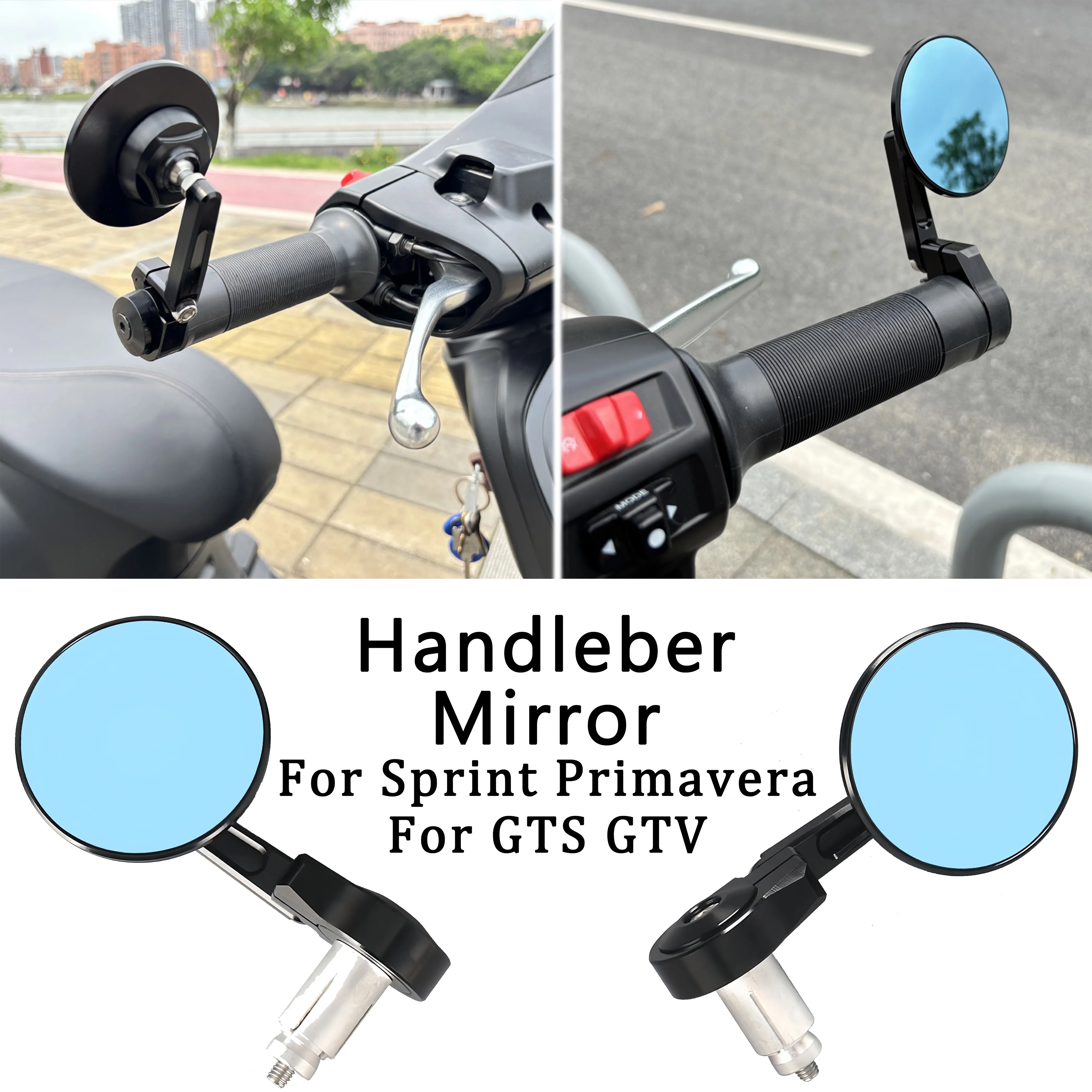 Motorcycle Bar End Rear View Mirrors Handlebar End Mirror for Vespa Sprint 150 Primavera 150 GTS 300 GTV 300 Scooter Accessories