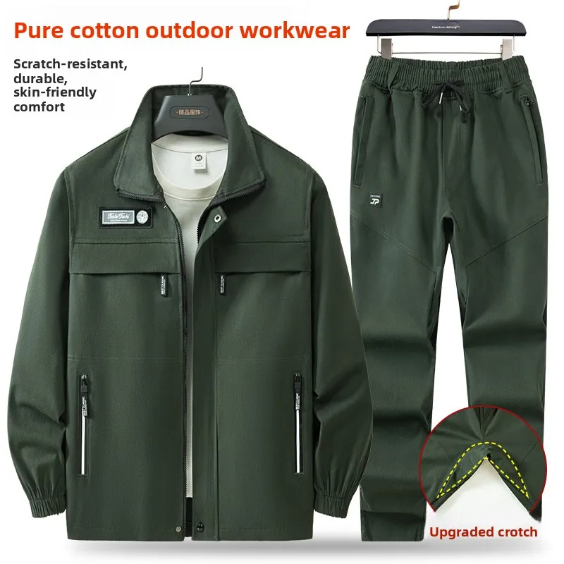 

Spring Autumn Pure Cotton Workwear Suit Men's Labor Protection Clothing Set Welding Resistant Work Clothes Anti-Scalding