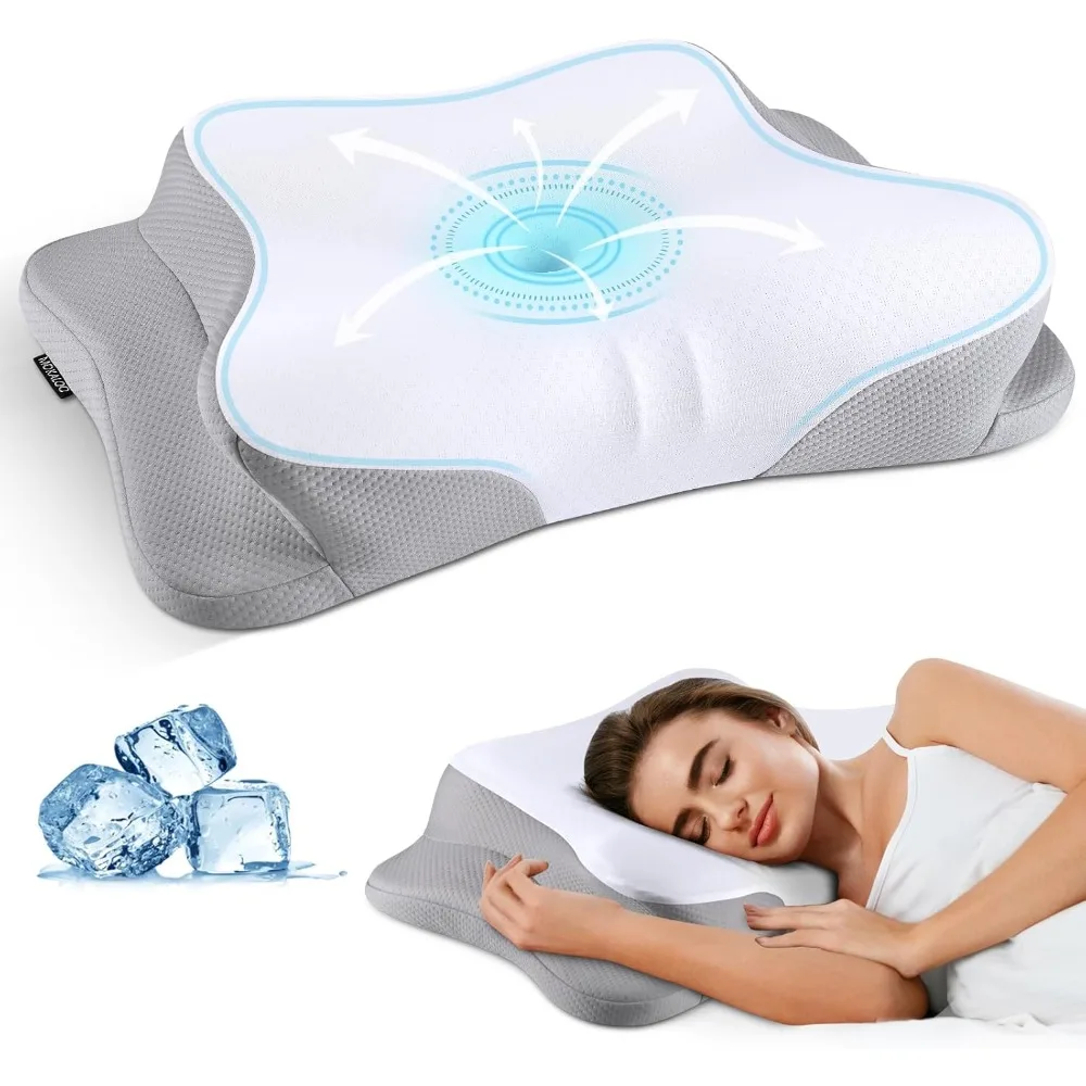 

Cervical Neck Pillow - Cooling Neck Pillows for Pain Relief, Ergonomic Pillow for Sleeping, Orthopedic Contour Memory Foam