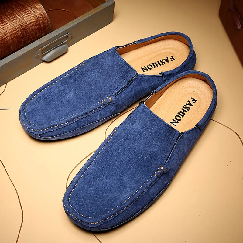 Spring and summer half tray men's Doudou shoes popular large size lazy tide casual first layer leather