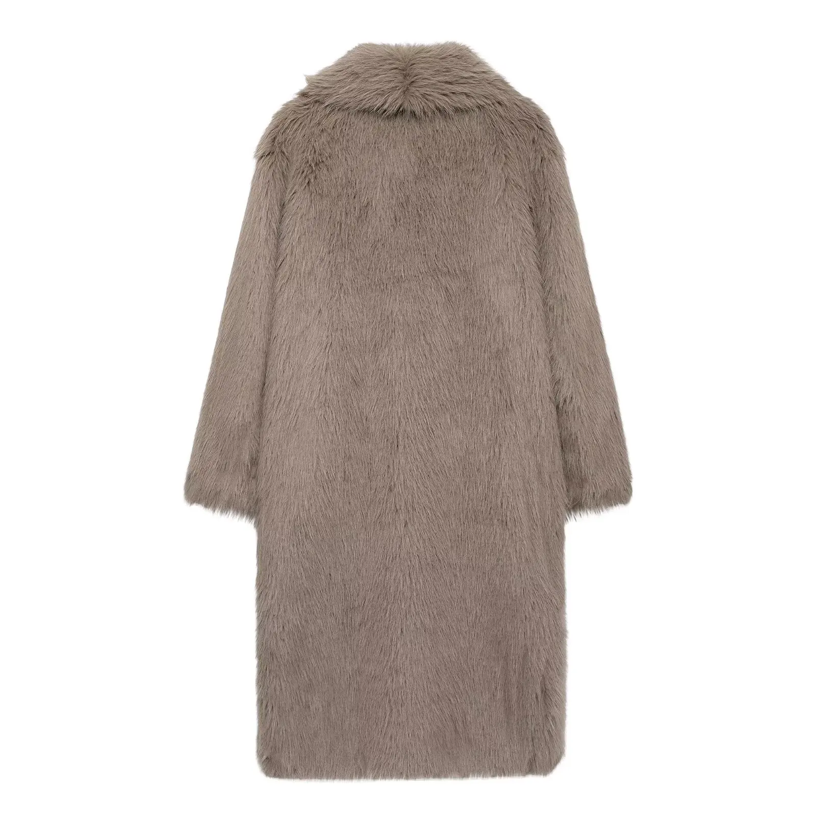 TRAFZA 2024 Donna Maniche Lunghe Casual Tuta Sportiva Delle Donne di Inverno Gira Imbottiture Colletto Bottoni Decorare Caldo Cappotto Lungo Giacca di Pelliccia Sintetica