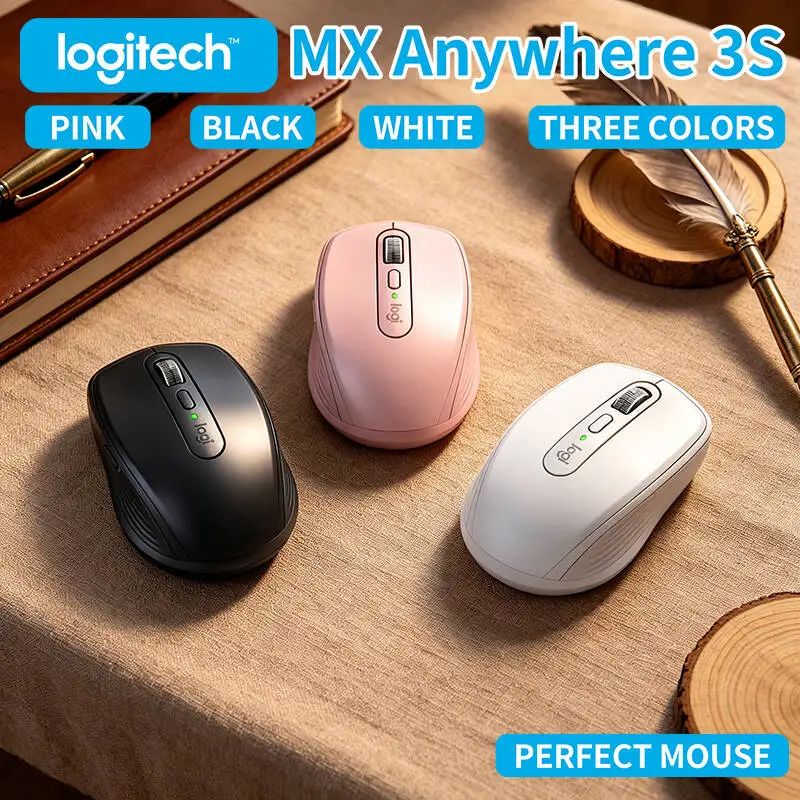 Logitech MX Anywhere 3S Ergonomic Mouse - 8000 DPI, MagSpeed Scroll, Silent Click, 3-Device Connect for Home Office & Studio