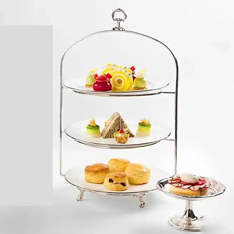 Dessert Table Dim Sum Rack Stainless Steel Cake Fruit Afternoon Tea Dim Sum Rack Tray Tea Break Set Table