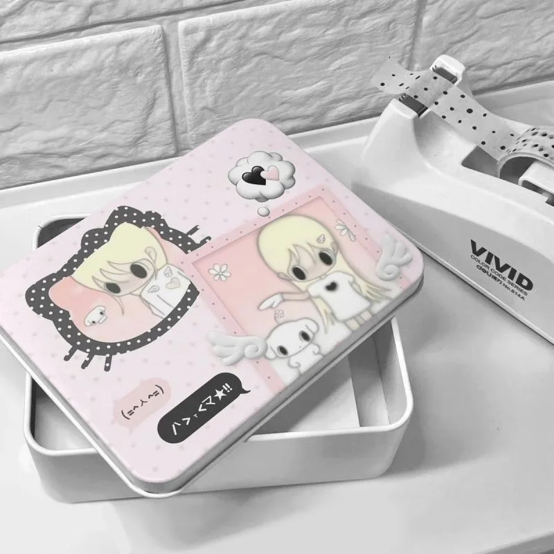 Subculture Grey Wings on Akiko Iron Box High Beauty Student Small Card Material Photo Paper Strip Storage Box Postcard ID Box