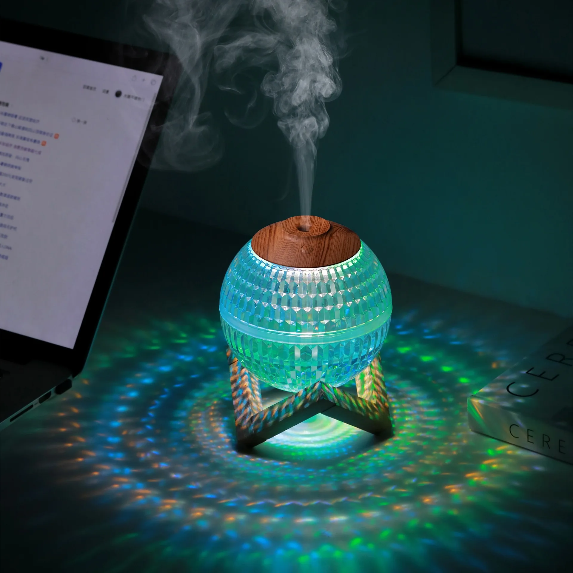 Hot Sale Home Bedroom Crystal Ball Humidifier Planet Desktop Colorful Ambient Light Night Light