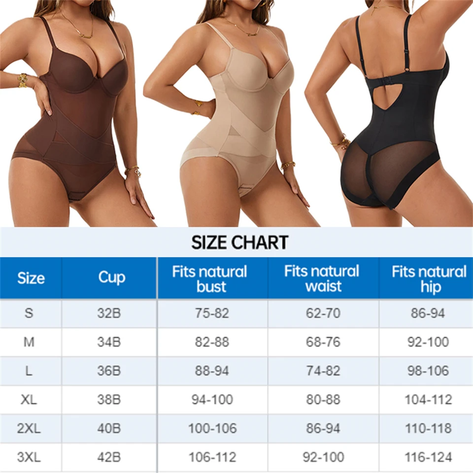 Becirzet Damen-Unterwäsche aus atmungsaktivem Mesh-Material, Bodysuits mit X-Form zur Bauchkontrolle, schlankmachende Shapewear. – Detail 1