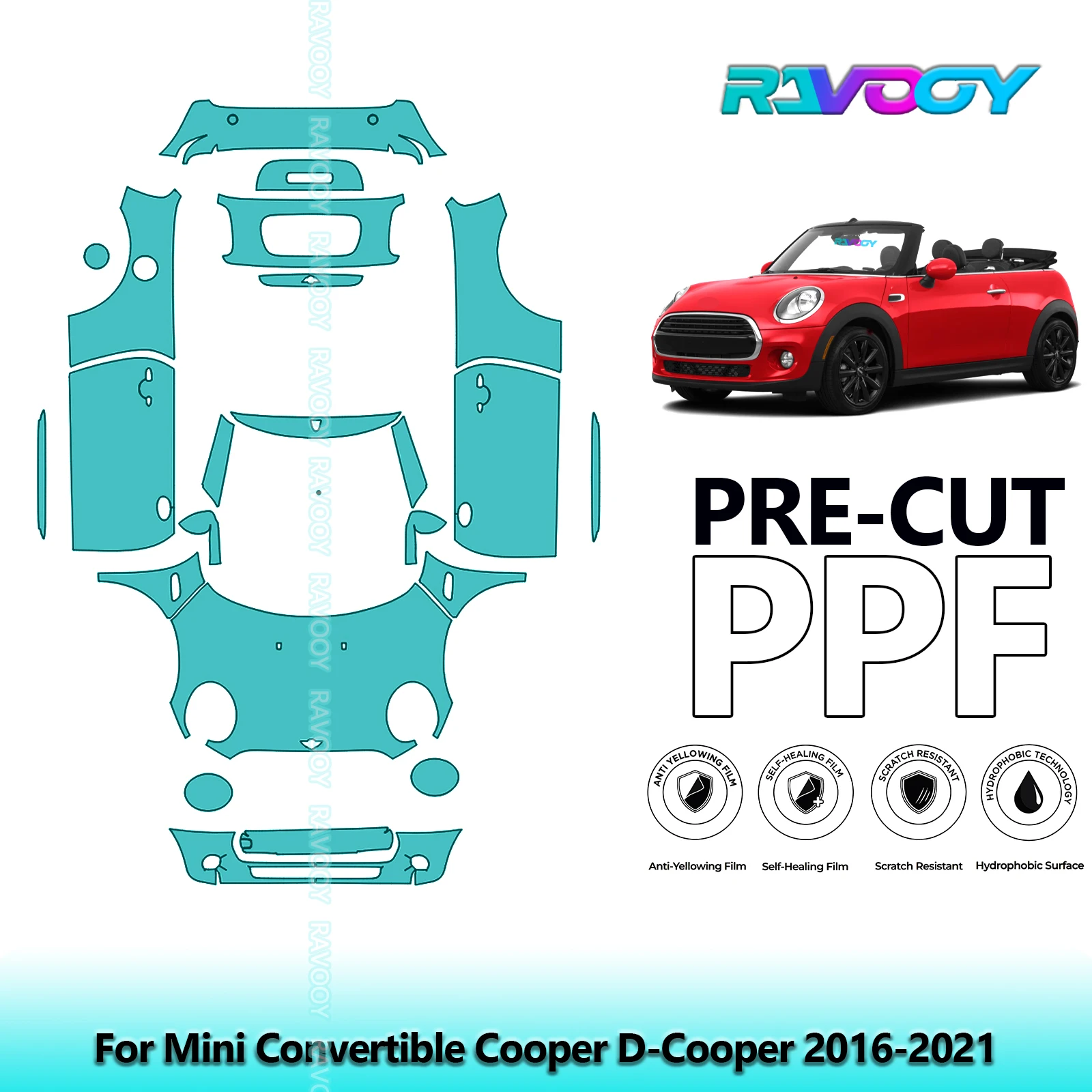 

8.5Mil Precut PPF Paint Protection Film Full Vehicle Clear Bra For Mini Convertible Cooper D-Cooper 2016-2021