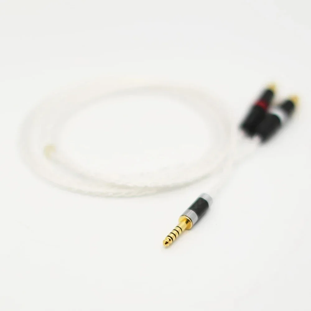 8-rdzeniowy posrebrzany kabel słuchawkowy Audio HIFI 4.4mm do 2 RCA pozłacana wtyczka przewód zamienny