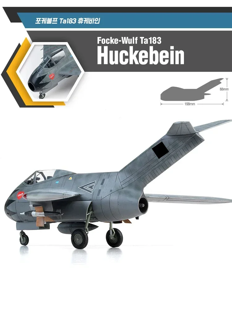 Modelo de montagem da Academia 1/48 12327 Focke-Wulf Ta 183 Kit de modelo em escala de aeronave Huckebein