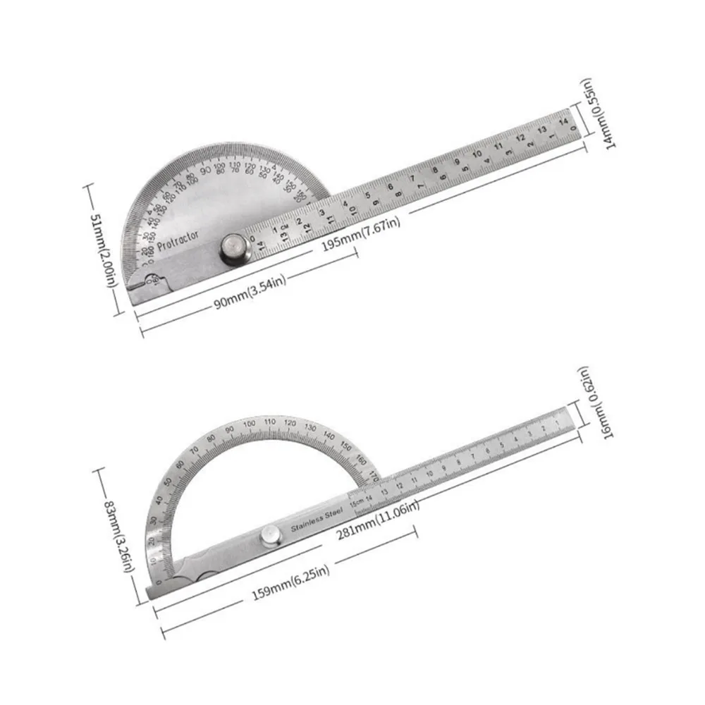 Stainless Steel Protractor & Angle Ruler Set, Multi-Angle Measuring Tool for Woodworking, Precision Angle Finder Goniometer