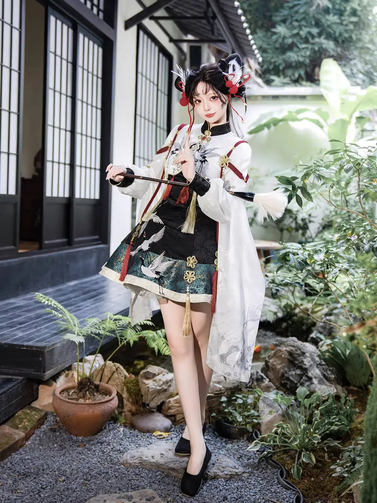 Chinese Hanfu Style Crane Immortal Chinese Style Lolita Hanfu Element New Chinese Style Jacket Dress Set For Women - view 5