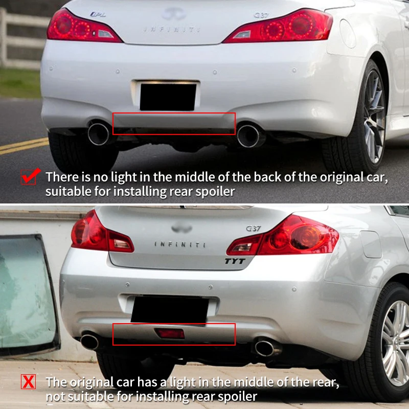 For Infiniti G35 G37 G37S Car Rear Bumper Lip Diffuser Shark Fins Spoiler Body Kit Protector Carbon Fiber Look Auto Accessories