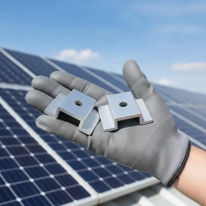 Solar Panel Mid Clamps Heavy Duty Aluminium Mounting Accessory 1/12 Pcs for Home Roof PV System Installation Solar Panel Mid Cl