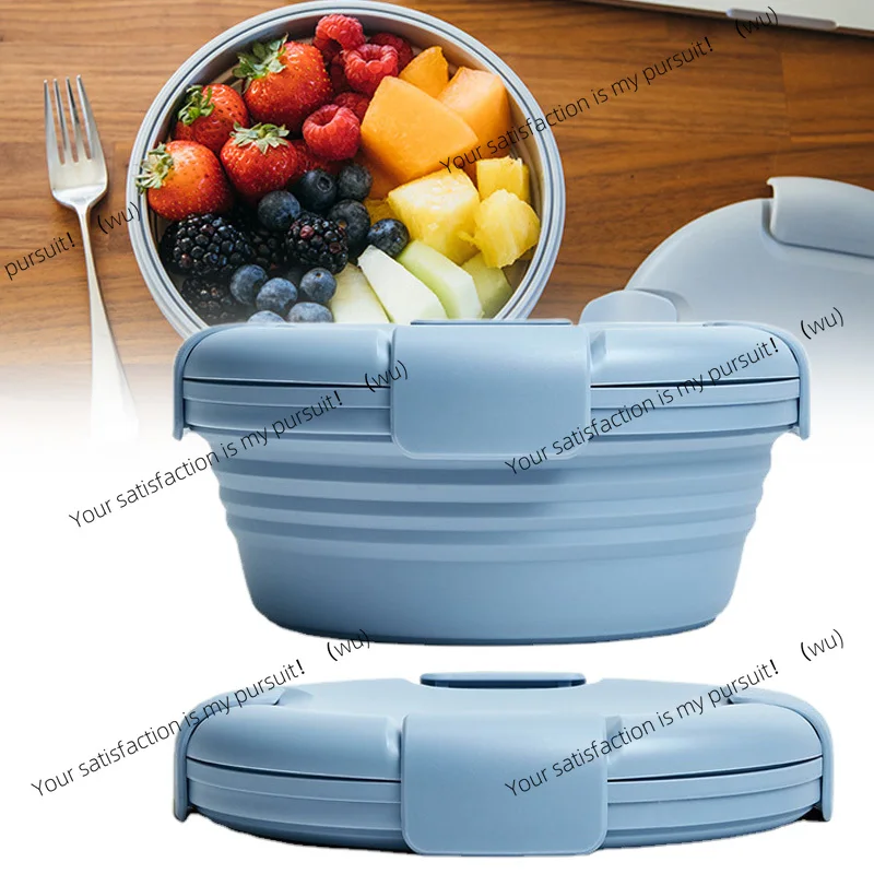 Silicone folding lunch box portable telescopic fresh-keeping bento box camping accessories
