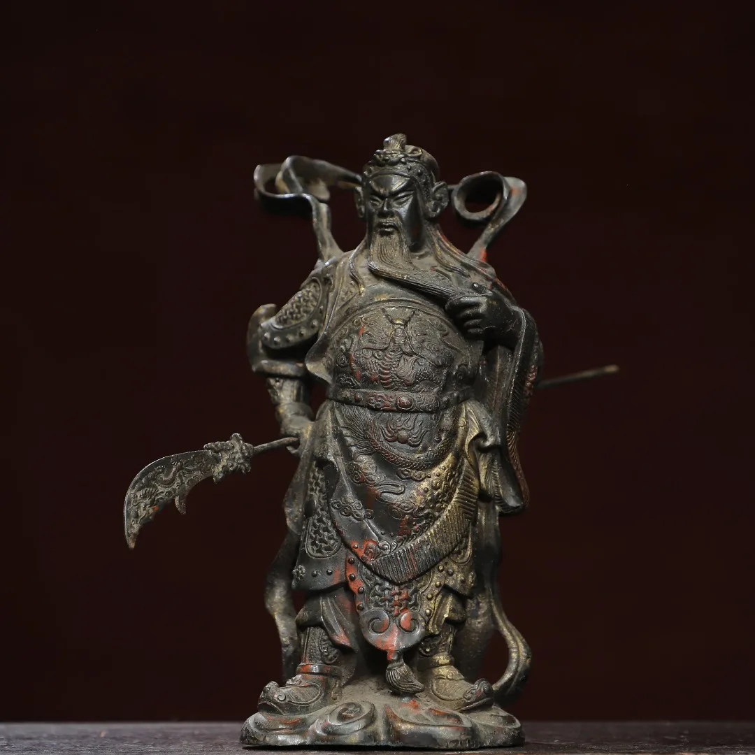 

Home Worship of Religious Buddha Statue Copper and Gold Expansion [Guan Gong] Buddha Statue Size: Height 23cm, Width 11cm, Thick
