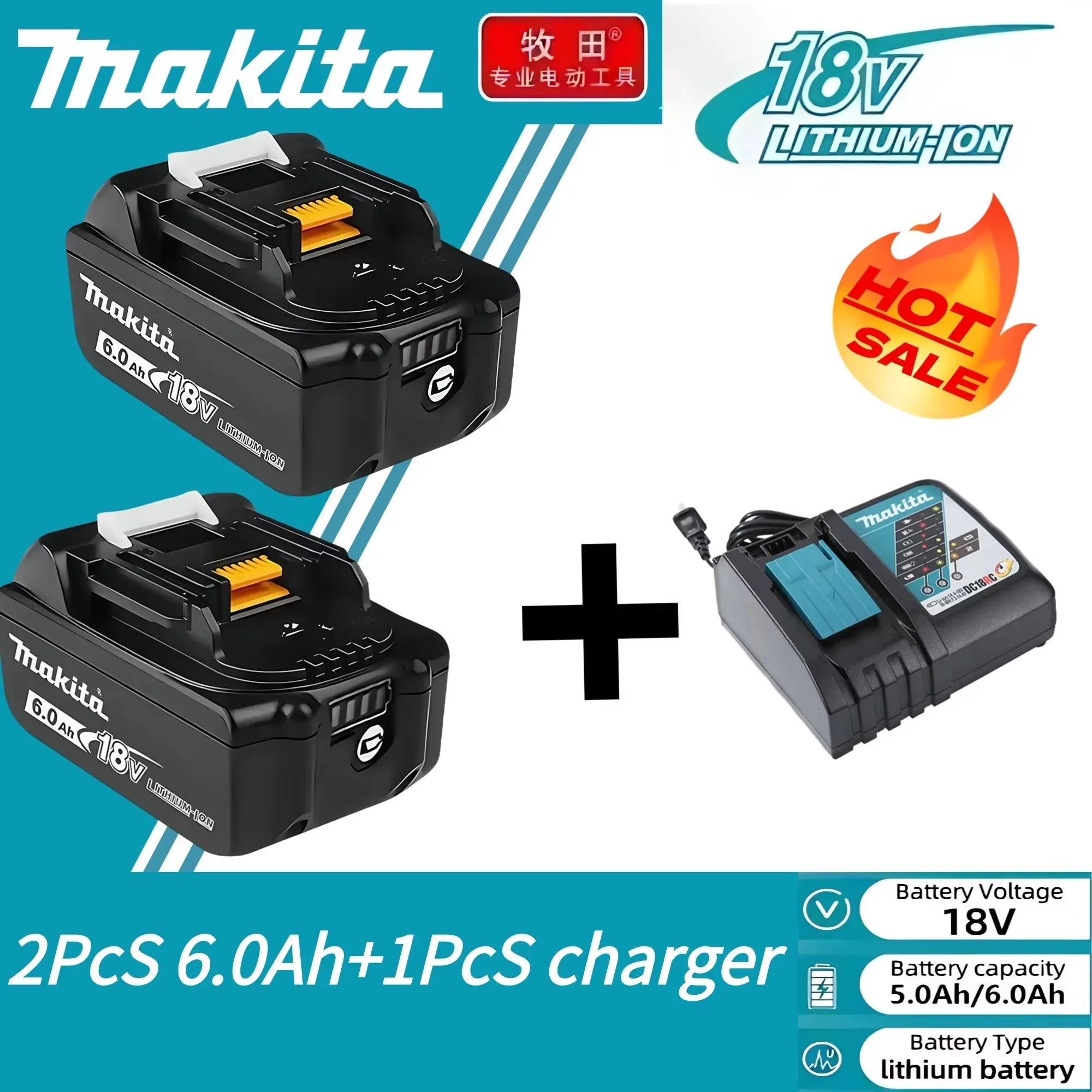 18V Makita LXT-serie oplaadbare Li-ion batterij, enkelvoudige verpakking/opladerset, verbeterde LED-display, veilige snellaadset