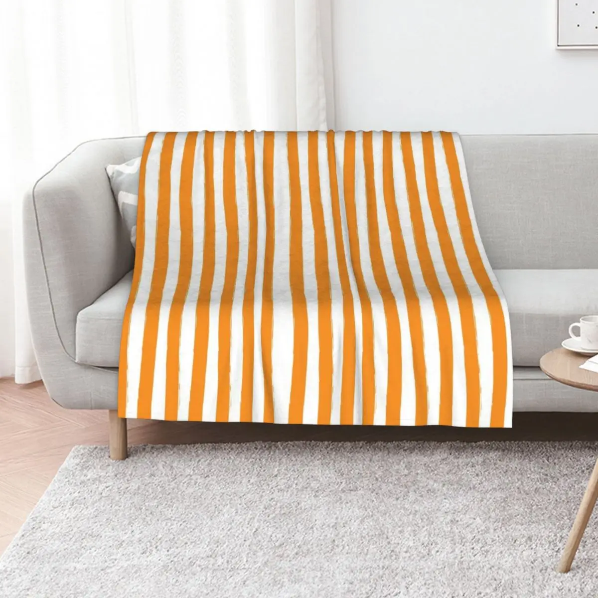Preppy Orange and White Cabana Stripes Throw Blanket Luxury Brand For Baby Sofa Beach For Sofa Thin Flannel Blankets